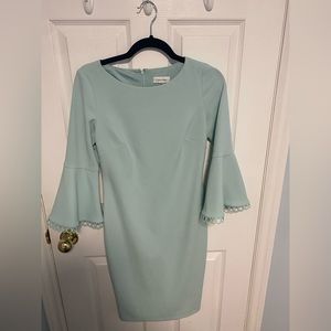 Blue Peplum Sleeve Dress